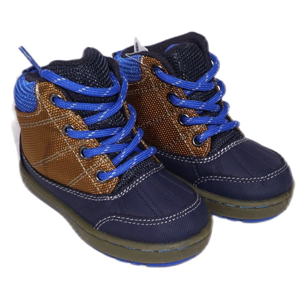 OshKosh B'gosh Liam2 Toddler Brown/Blue Rugged Nylon Hiking Boots Brand New NIB